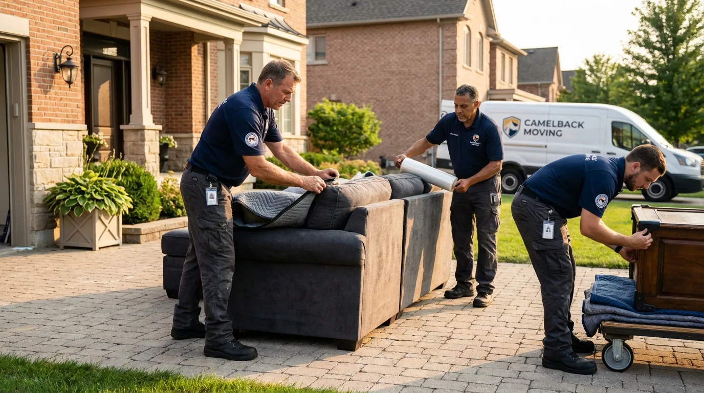 Large estate moving crew wrapping furniture in Schuylkill Haven, PA
